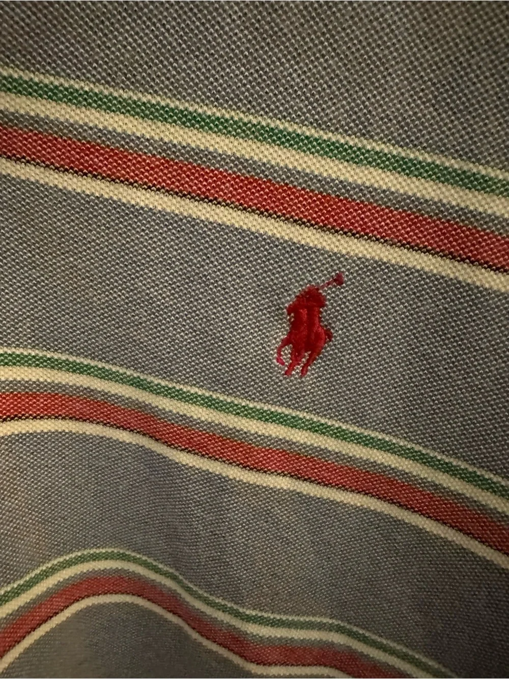 Ralph Lauren Light Blue Polo with Red and Green Stripes